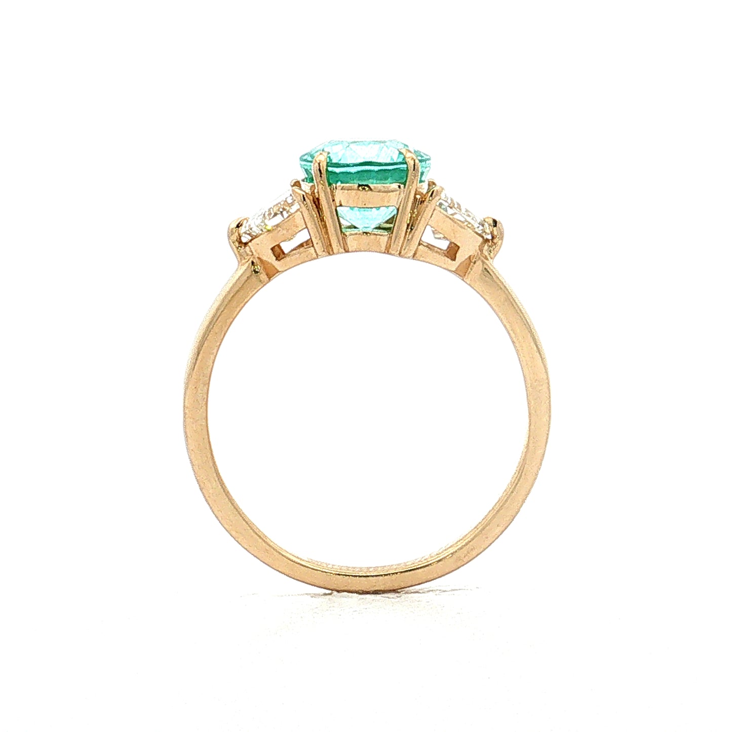 2.02 Paraiba Tourmaline Three Stone Engagement Ring 14k
