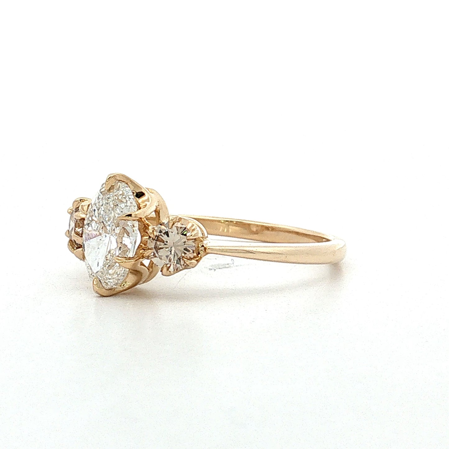 1.17 Oval Diamond Three Stone Engagement Ring 14k