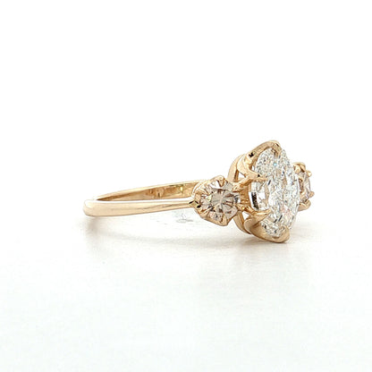 1.17 Oval Diamond Three Stone Engagement Ring 14k