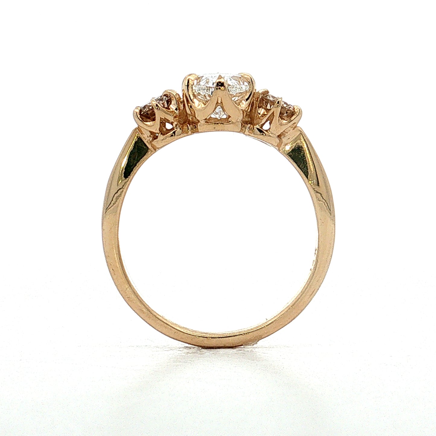 1.17 Oval Diamond Three Stone Engagement Ring 14k