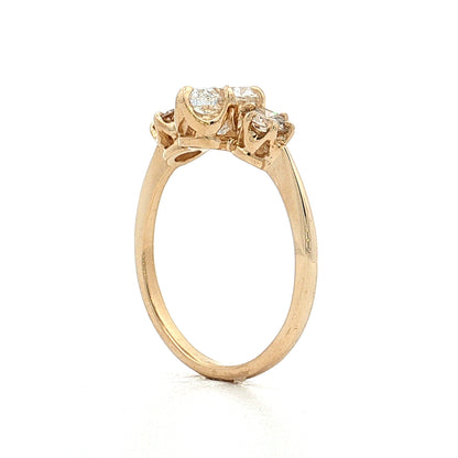1.17 Oval Diamond Three Stone Engagement Ring 14k