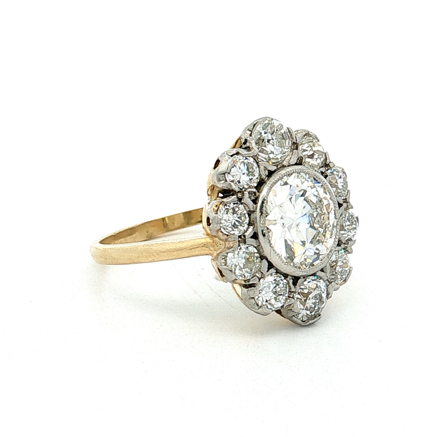 1.75 Old European Diamond Engagement Ring Platinum & 18k