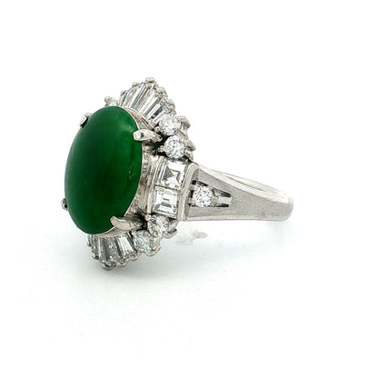 3.77 Jadeite & Diamond Ballerina Ring Platinum