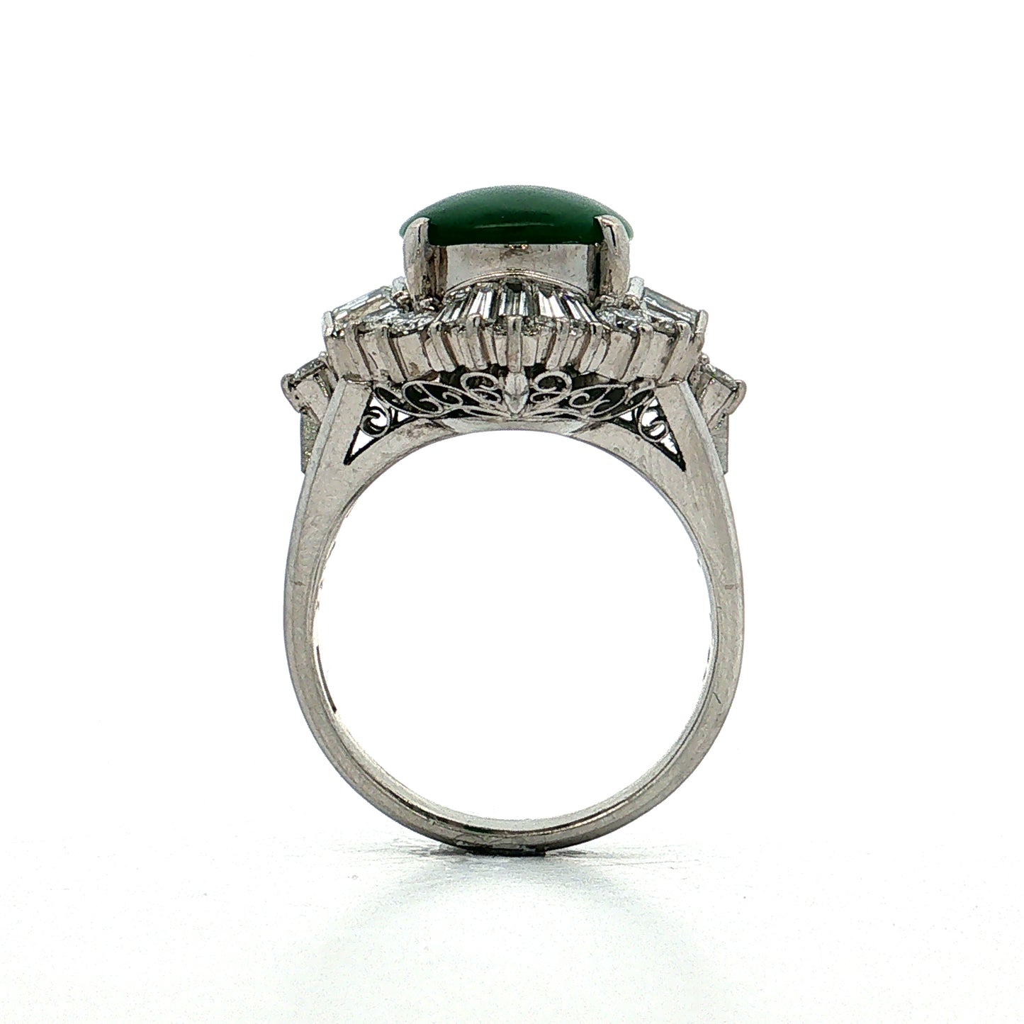 3.77 Jadeite & Diamond Ballerina Ring Platinum