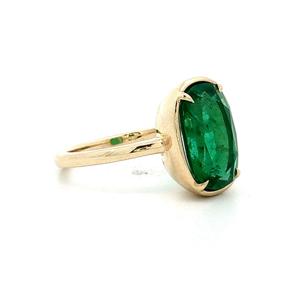 3.55 Cushion Emerald Engagement Ring 14k Yellow Gold