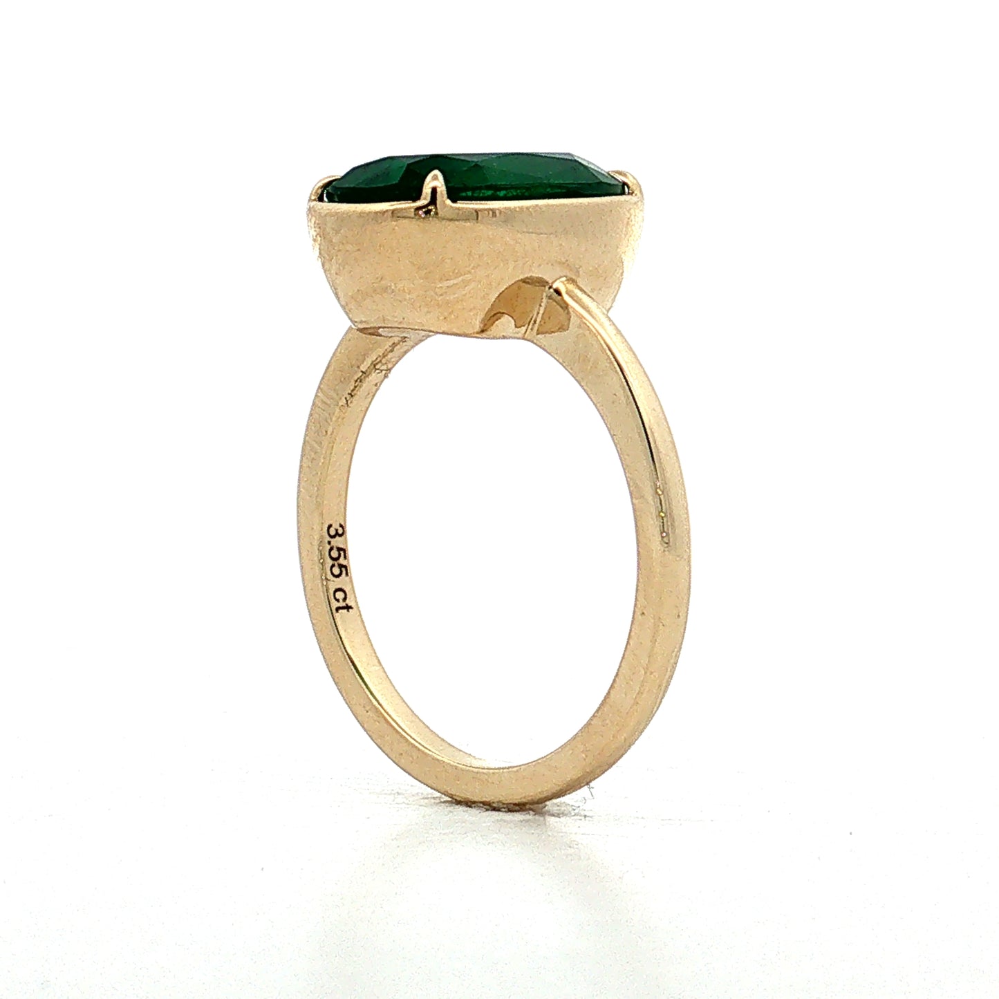 3.55 Cushion Emerald Engagement Ring 14k Yellow Gold