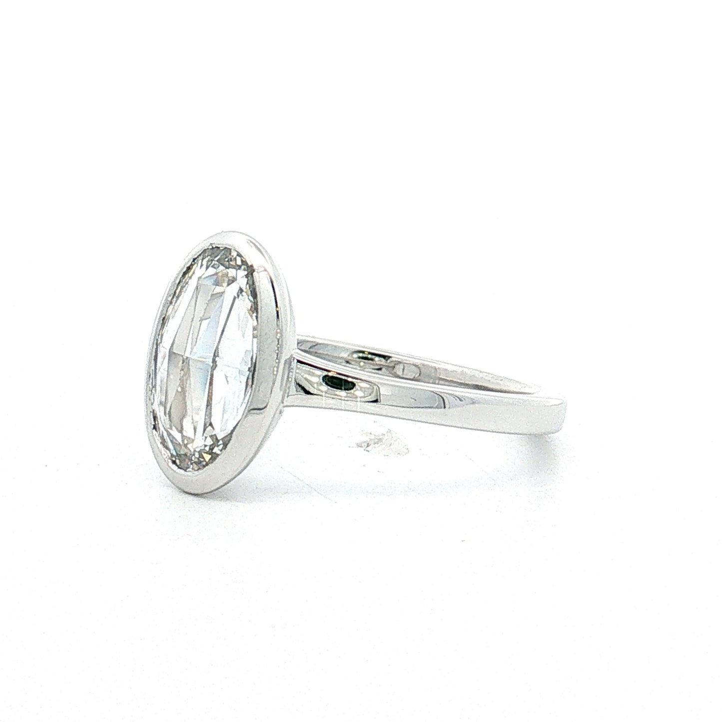 1.55 Oval Rose Cut Diamond Engagement Ring 14k White Gold
