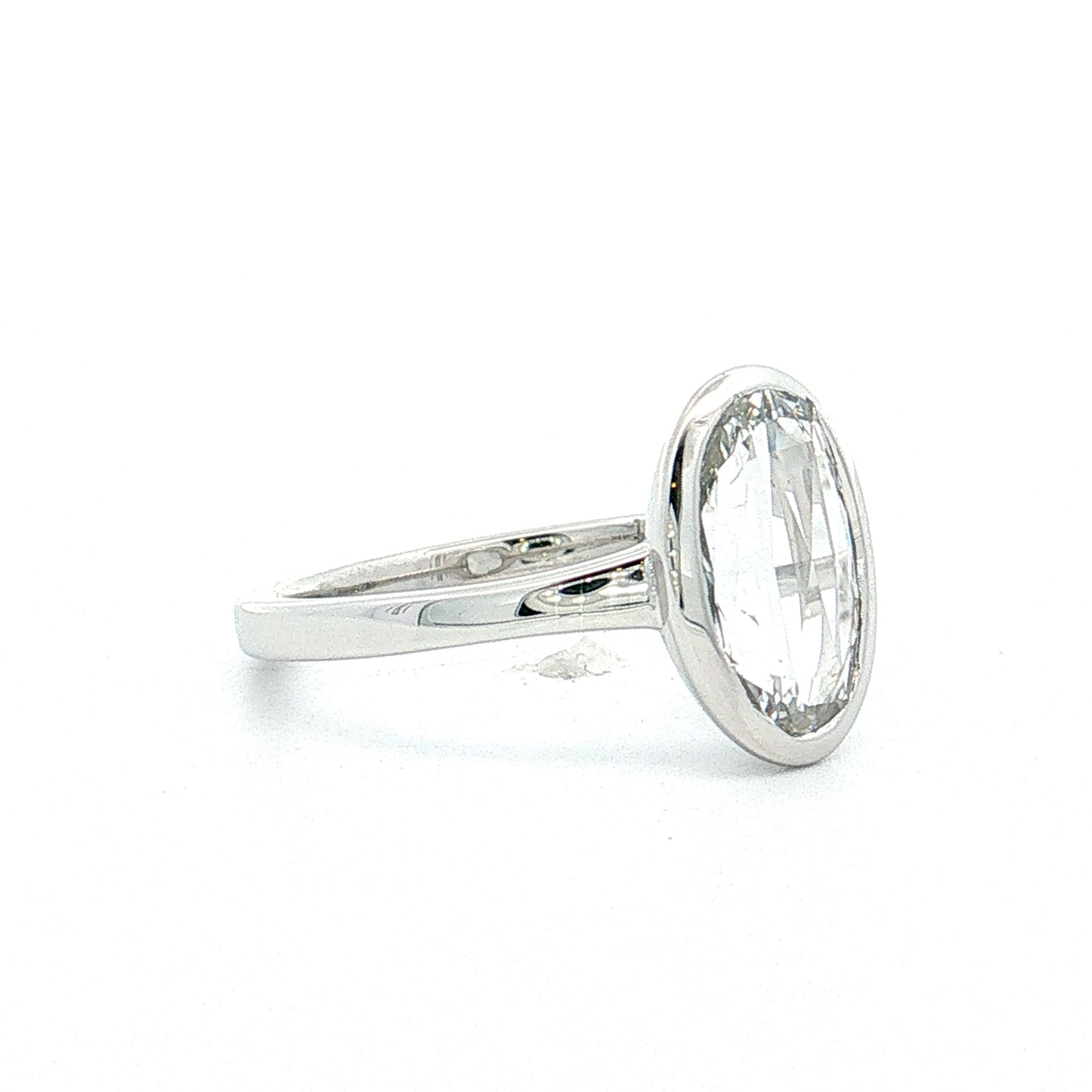 1.55 Oval Rose Cut Diamond Engagement Ring 14k White Gold