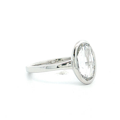 1.55 Oval Rose Cut Diamond Engagement Ring 14k White Gold