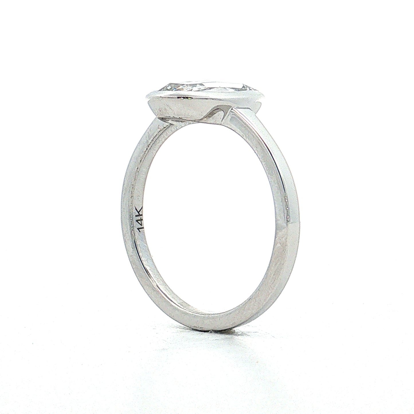 1.55 Oval Rose Cut Diamond Engagement Ring 14k White Gold