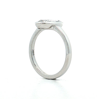 1.55 Oval Rose Cut Diamond Engagement Ring 14k White Gold