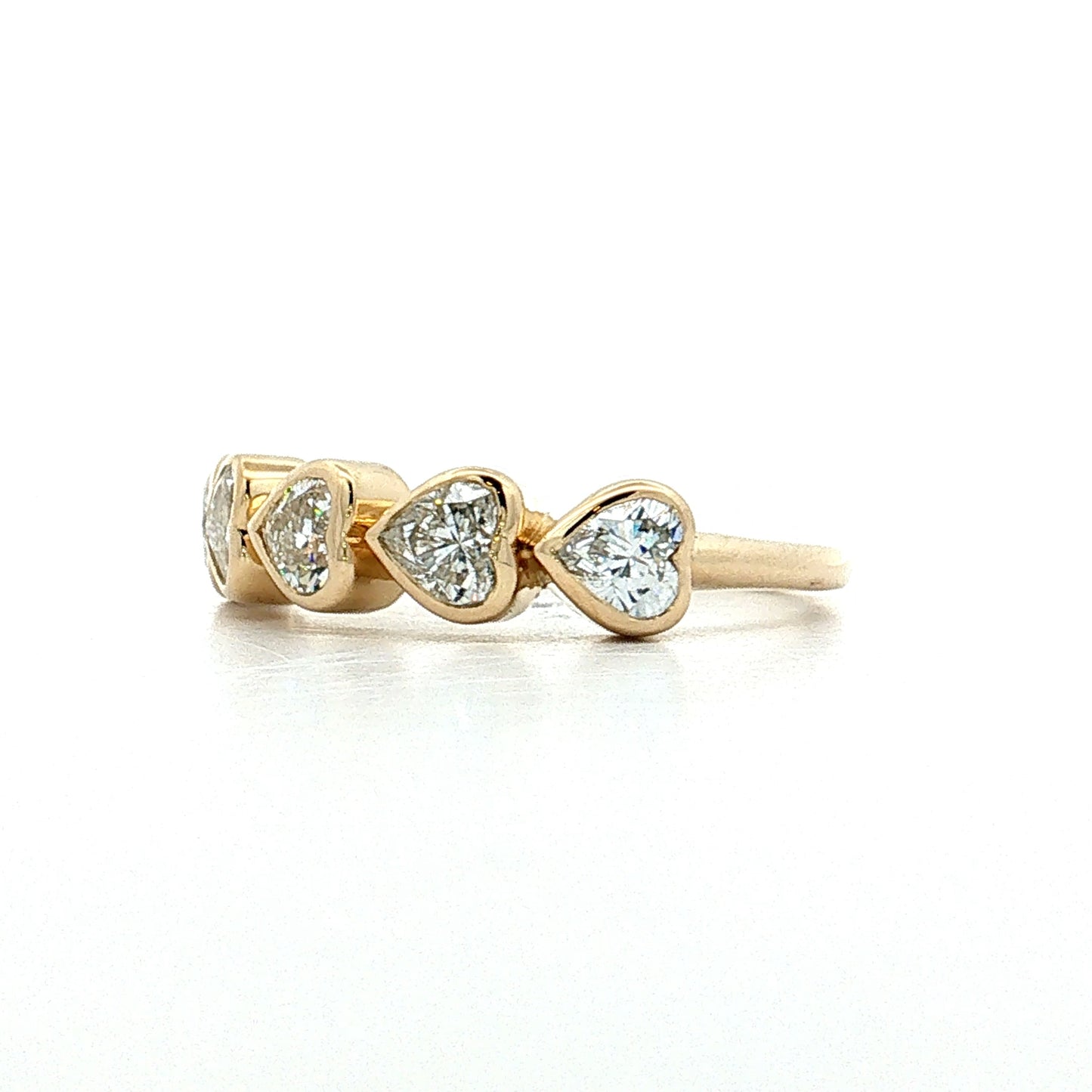 1.10 Heart Diamond Five Stone Band 14k Yellow Gold
