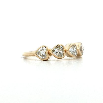 1.10 Heart Diamond Five Stone Band 14k Yellow Gold