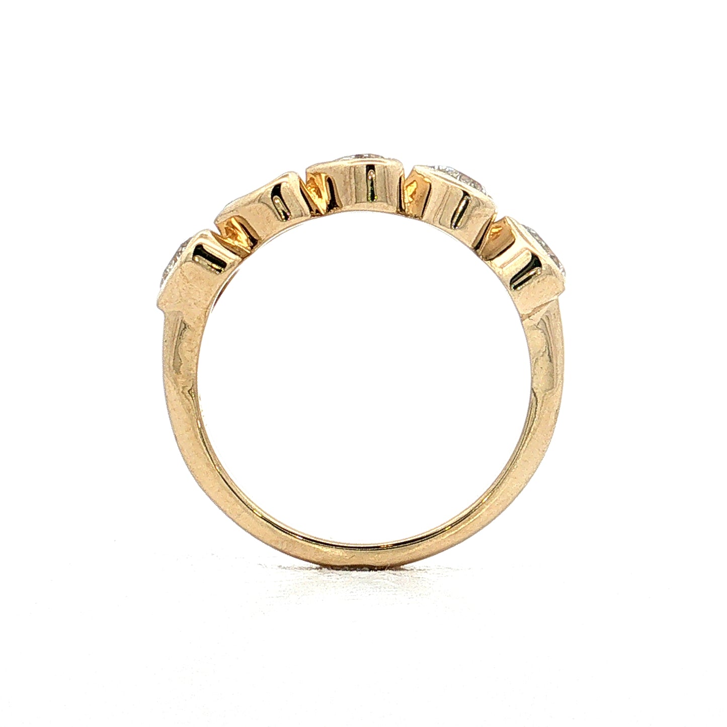 1.10 Heart Diamond Five Stone Band 14k Yellow Gold