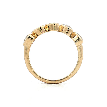 1.10 Heart Diamond Five Stone Band 14k Yellow Gold
