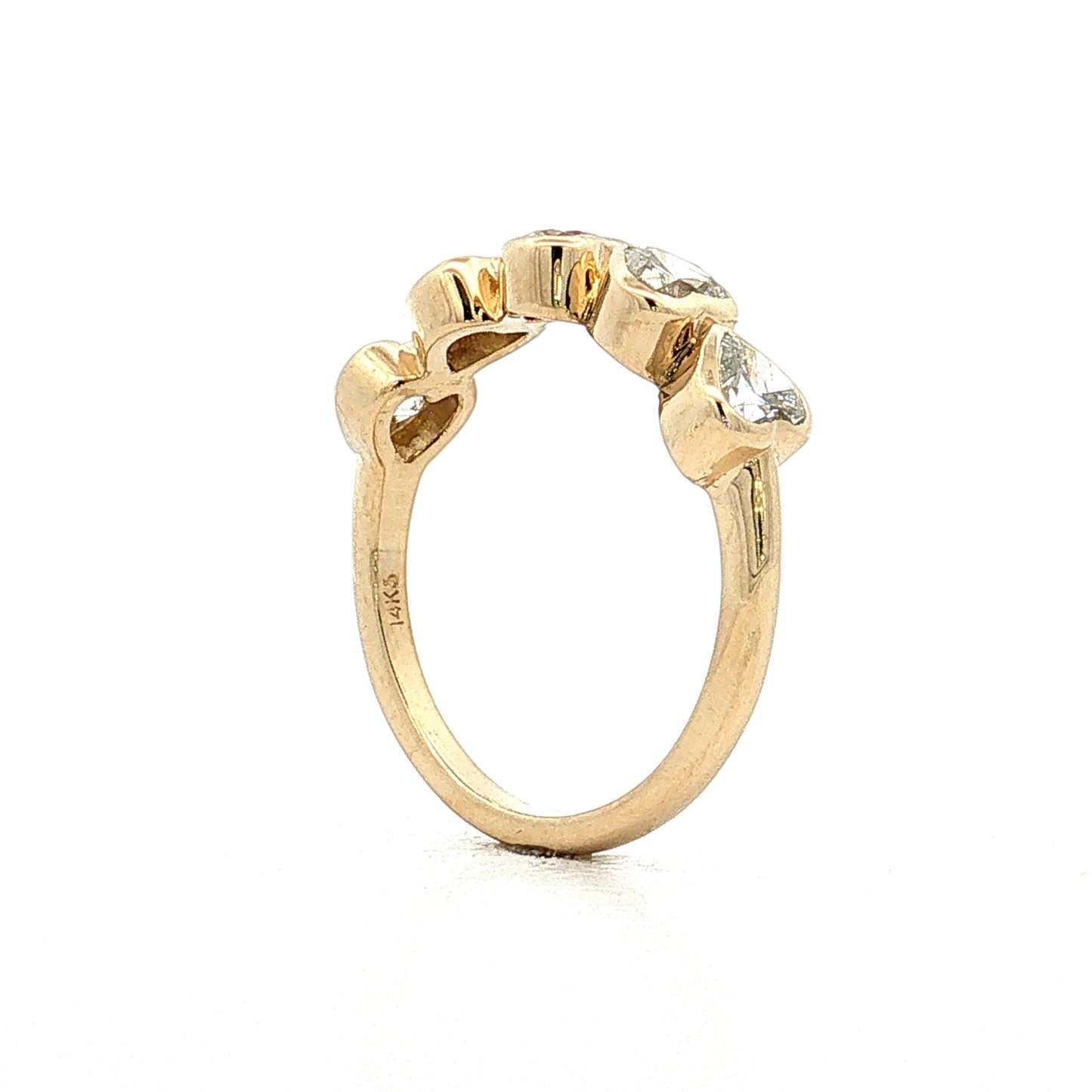 1.10 Heart Diamond Five Stone Band 14k Yellow Gold