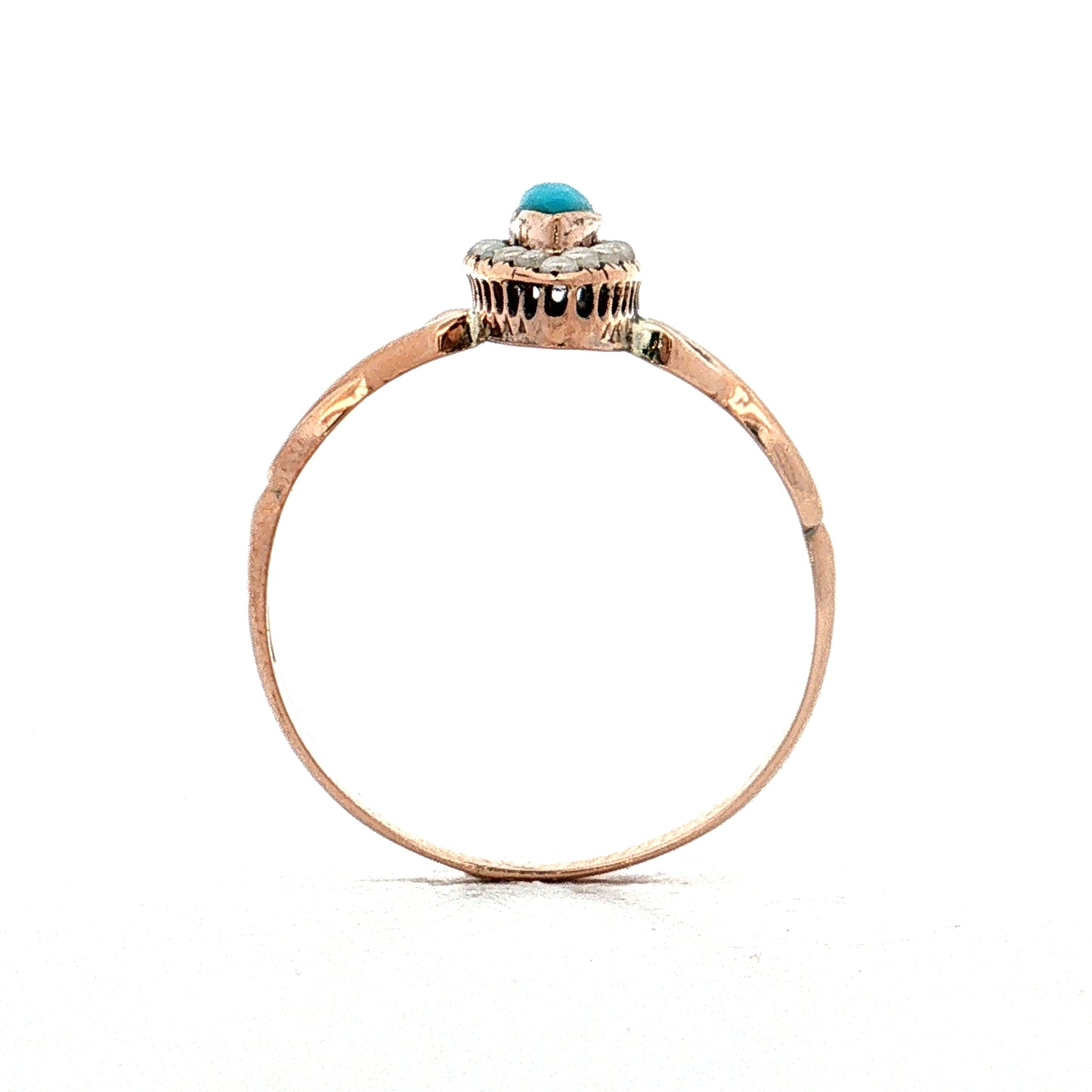 .28 Antique Victorian Turquoise Cocktail Ring in 10k