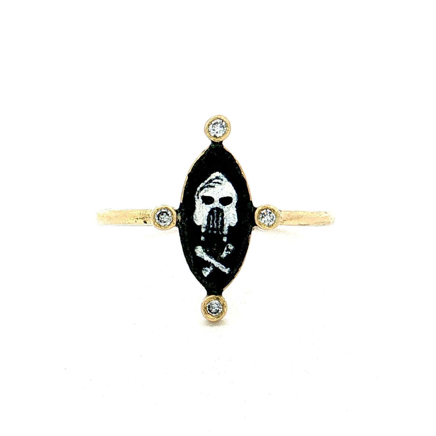 Holly Dyment Enamel Skull & Crossbones Ring 18k