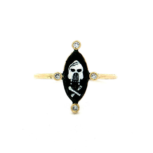 Holly Dyment Enamel Skull & Crossbones Ring 18k