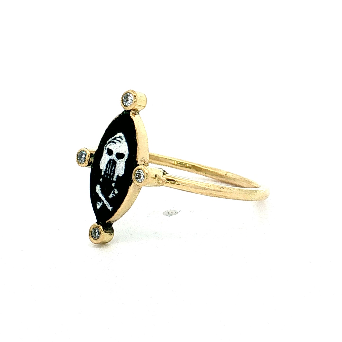 Holly Dyment Enamel Skull & Crossbones Ring 18k