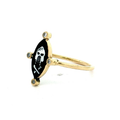 Holly Dyment Enamel Skull & Crossbones Ring 18k