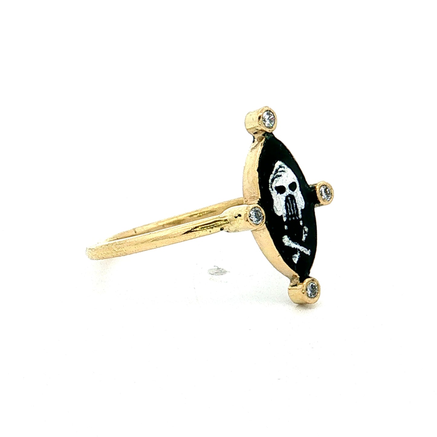 Holly Dyment Enamel Skull & Crossbones Ring 18k