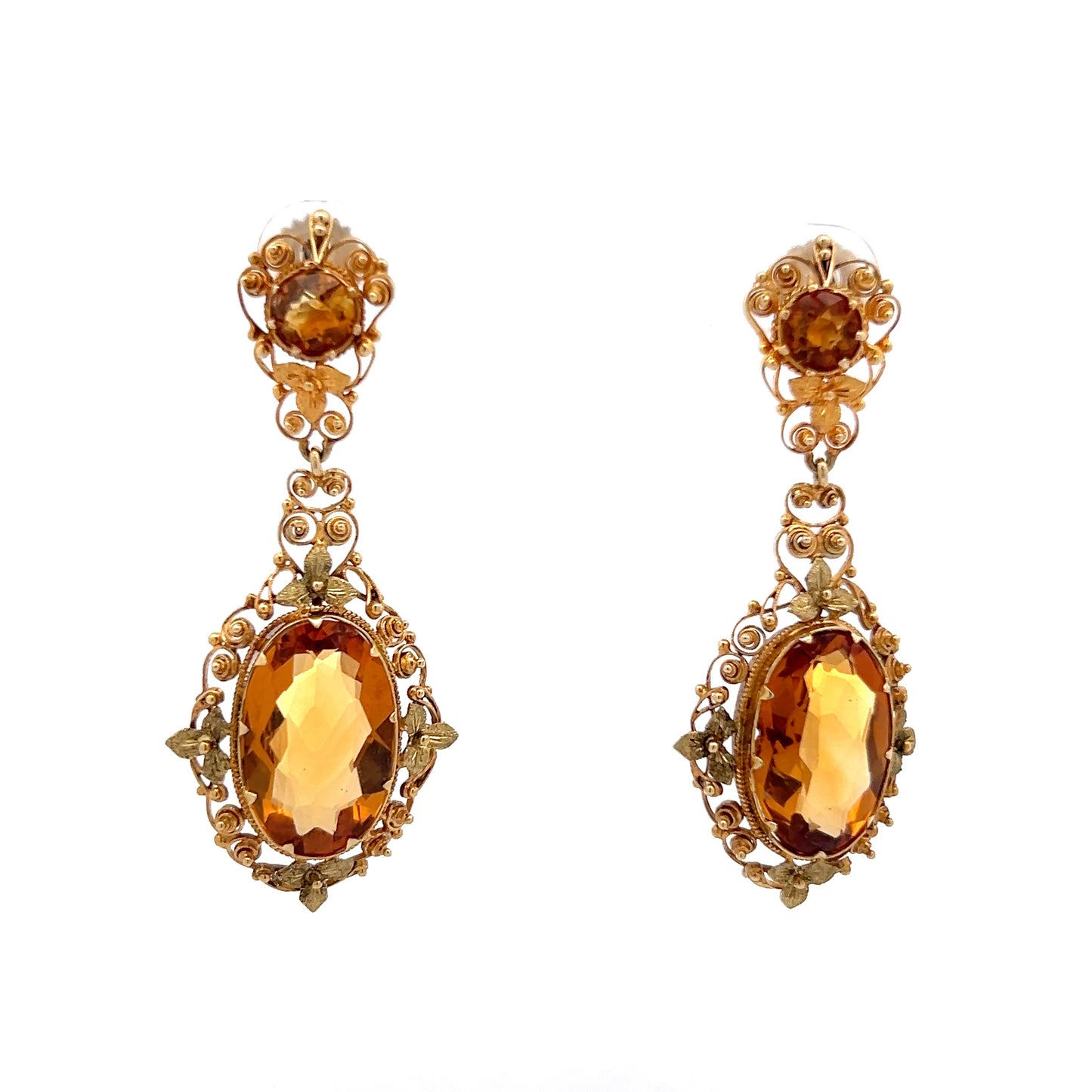 200.15ct Victorian Citrine Necklace & Earring Set 14k
