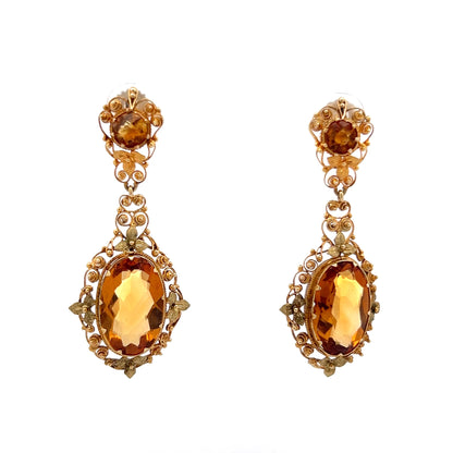 200.15ct Victorian Citrine Necklace & Earring Set 14k