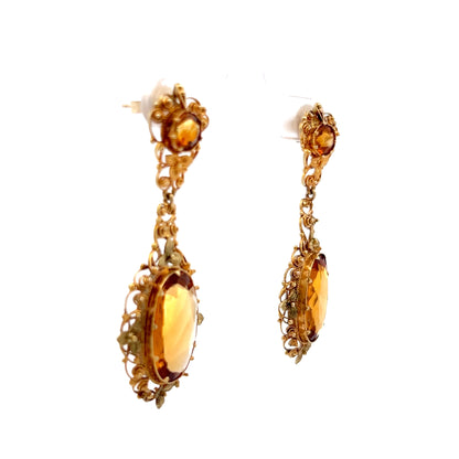 200.15ct Victorian Citrine Necklace & Earring Set 14k