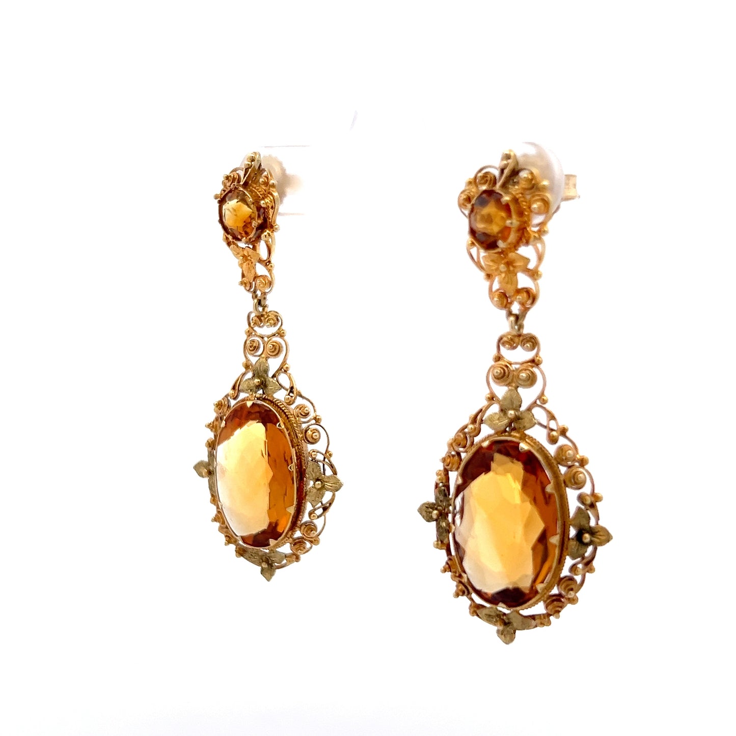 200.15ct Victorian Citrine Necklace & Earring Set 14k