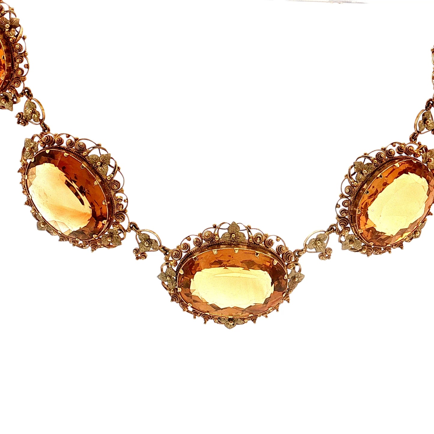200.15ct Victorian Citrine Necklace & Earring Set 14k