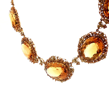 200.15ct Victorian Citrine Necklace & Earring Set 14k
