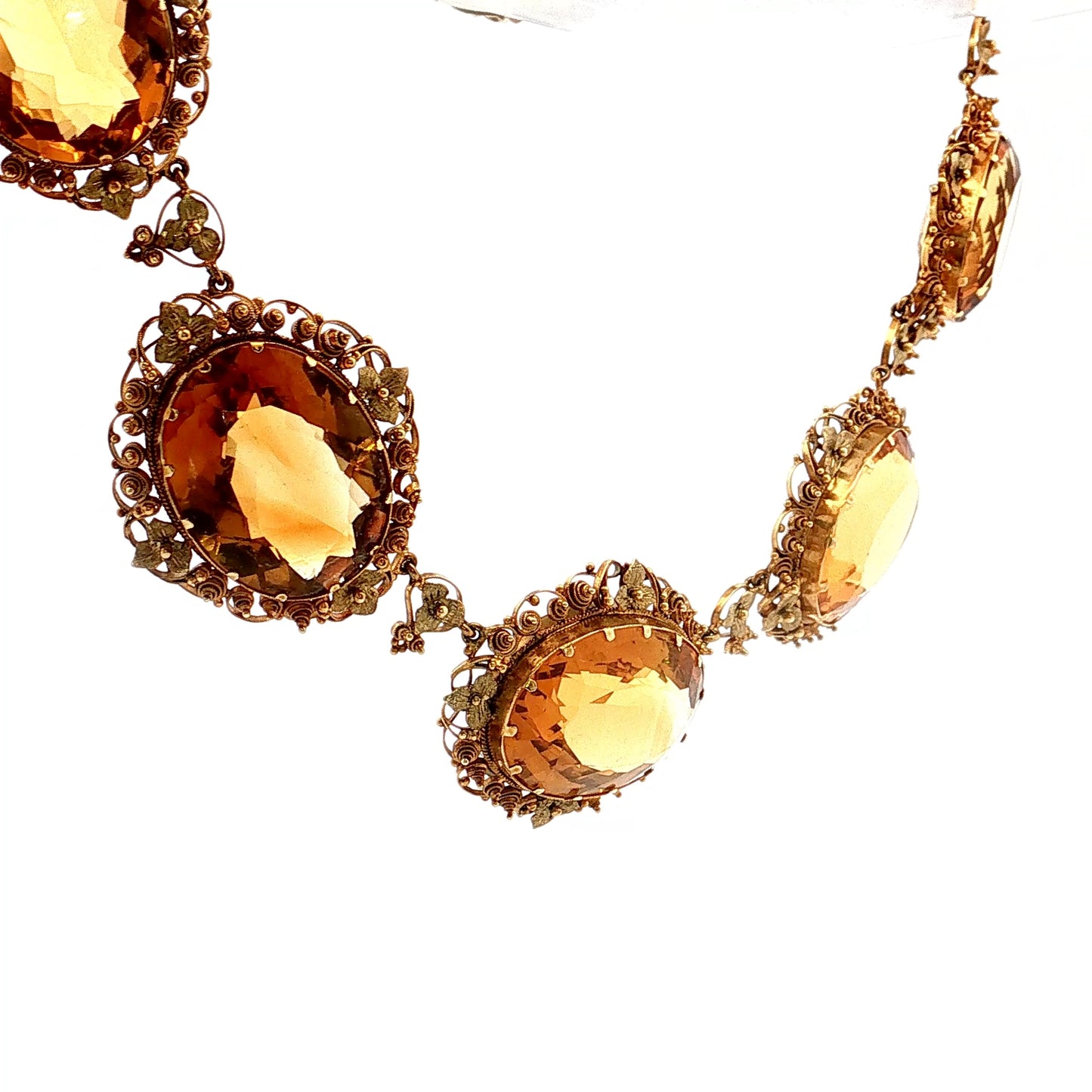 200.15ct Victorian Citrine Necklace & Earring Set 14k