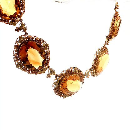 200.15ct Victorian Citrine Necklace & Earring Set 14k