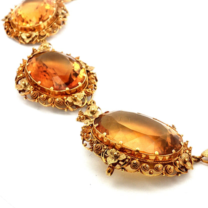 200.15ct Victorian Citrine Necklace & Earring Set 14k