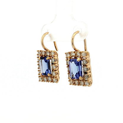 2.40 Tanzanite & Diamond Drop Earrings 18k