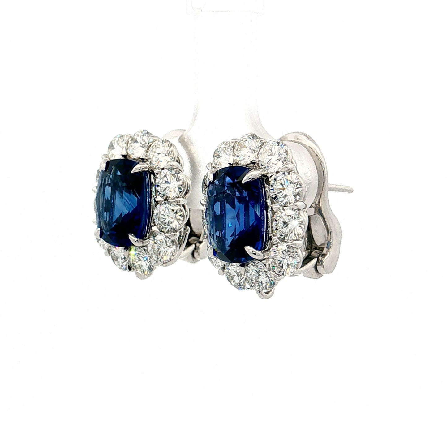 7.11 Cushion Sapphire & Diamond Halo Studs Platinum