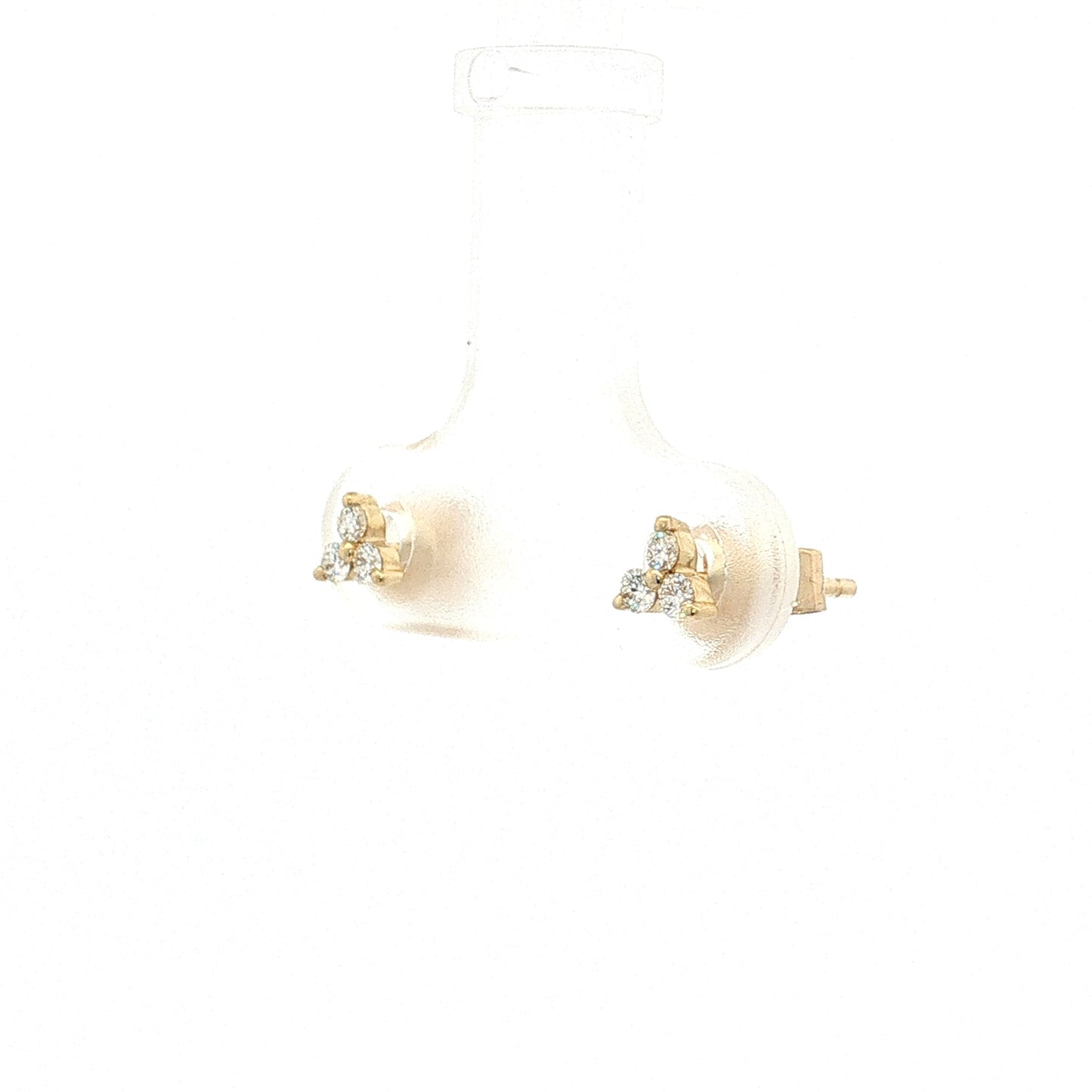 Diamond Cluster Stud Earrings 14k Yellow Gold