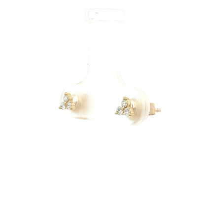 Diamond Cluster Stud Earrings 14k Yellow Gold