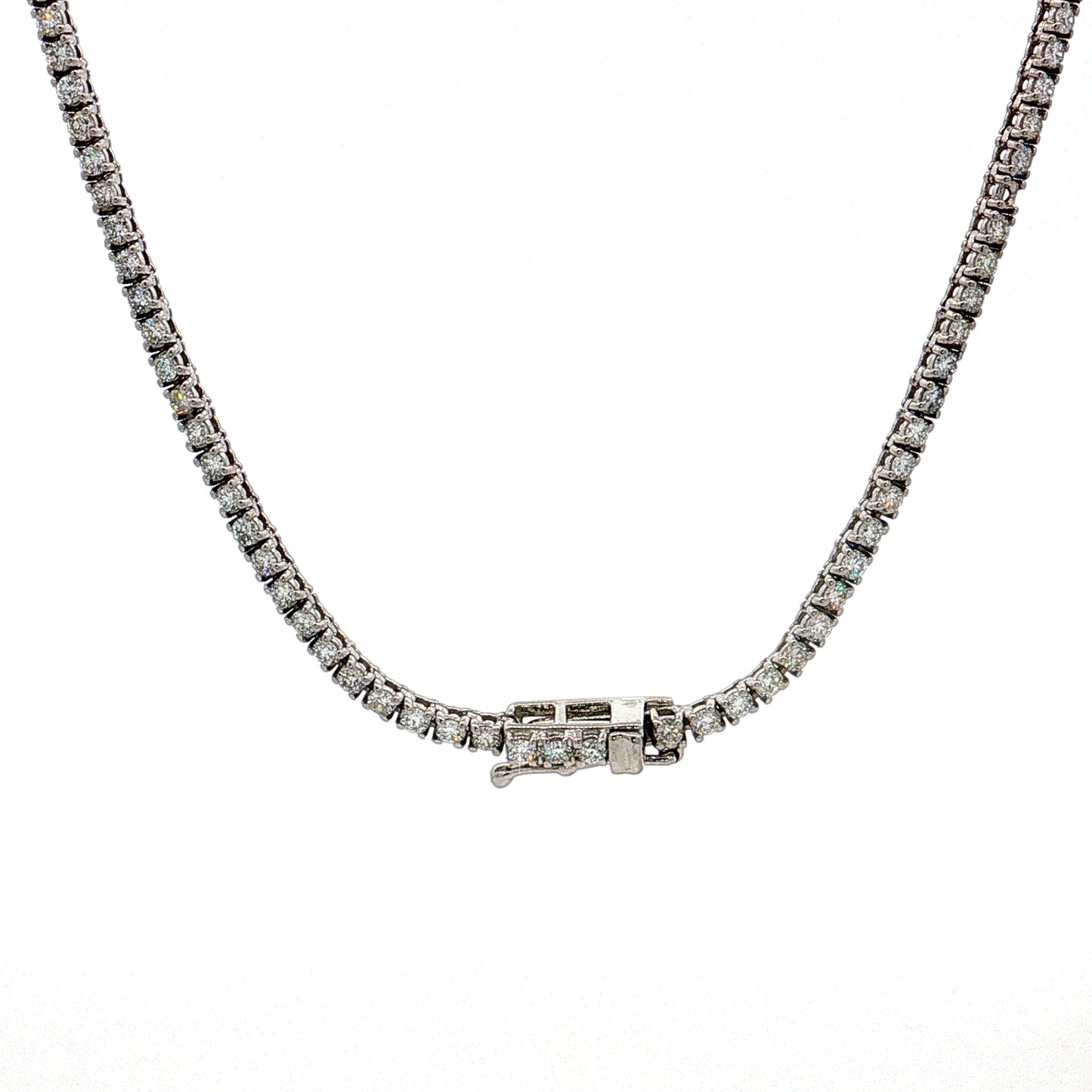3.46 Diamond Tennis Necklace 14k White Gold