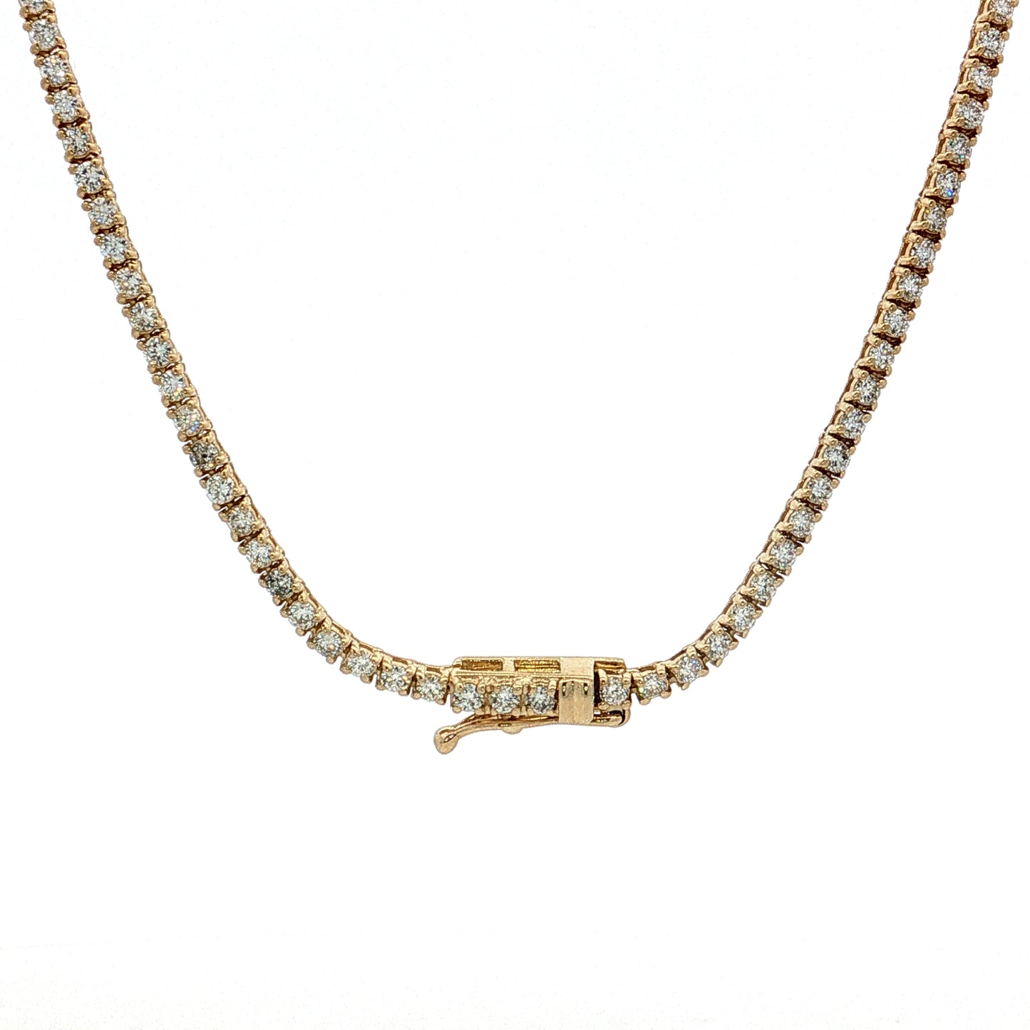 3.36 Diamond Tennis Necklace 14k Yellow Gold
