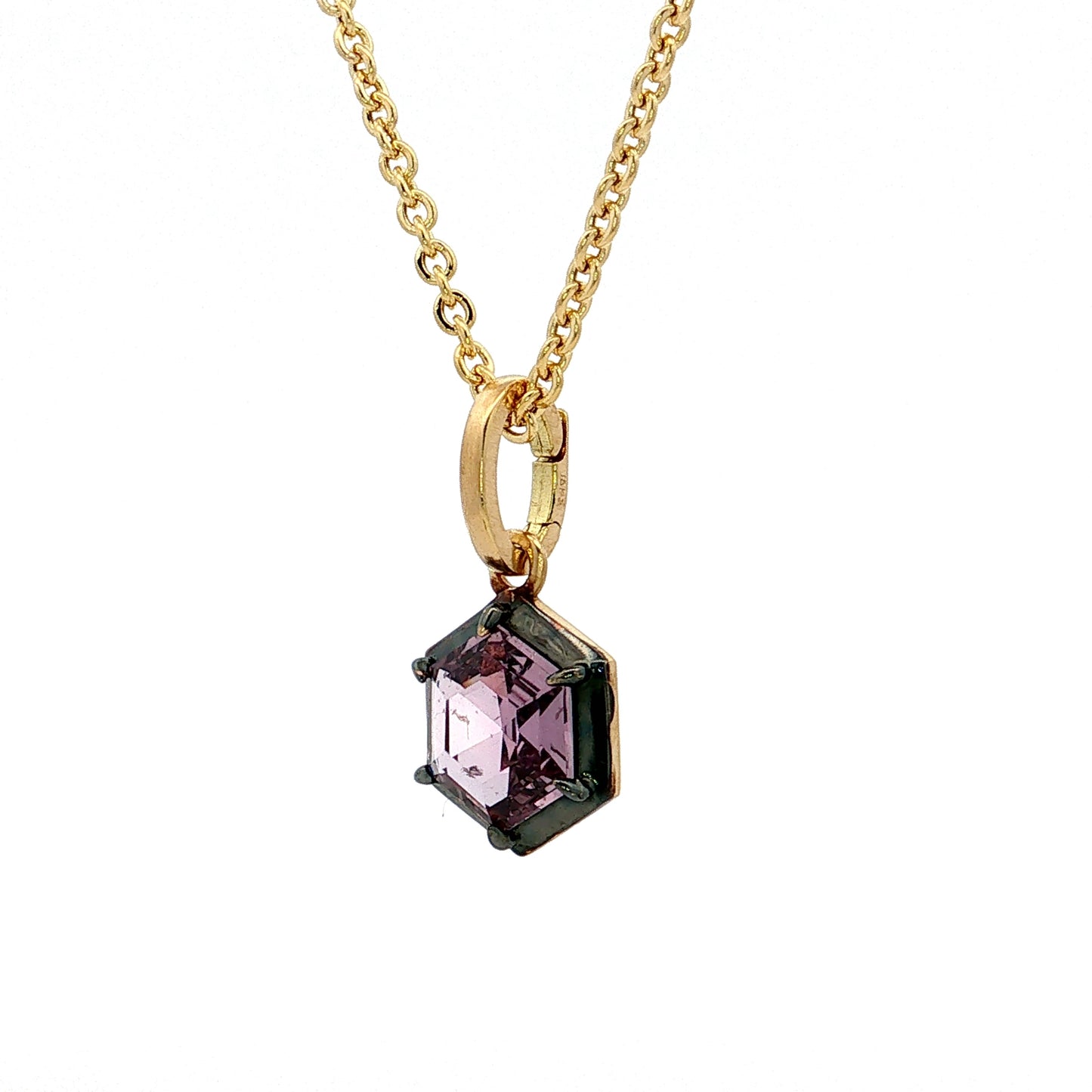1.30 Hexagon Sapphire Pendant Necklace 18k & 14k