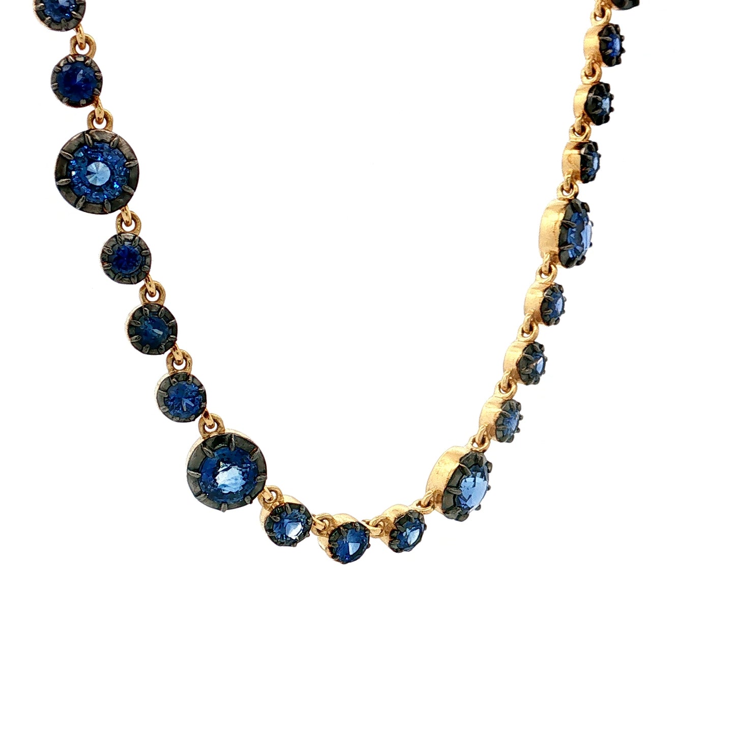 13.98 Blue Sapphire Statement Necklace 18k Yellow Gold