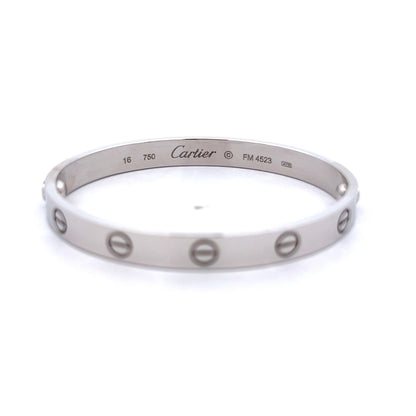 Cartier Love Bangle Bracelet 18k White Gold