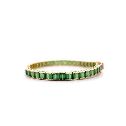 15.00 Green Tourmaline Line Bracelet 18k Yellow Gold