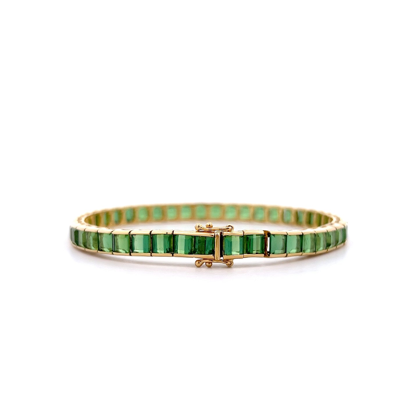 15.00 Green Tourmaline Line Bracelet 18k Yellow Gold