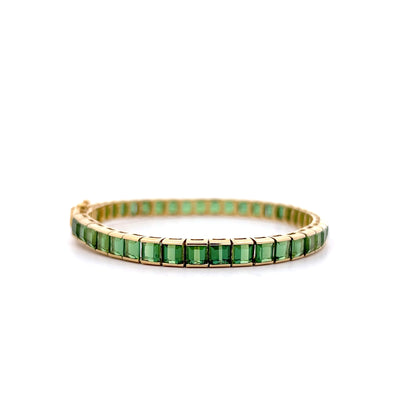 15.00 Green Tourmaline Line Bracelet 18k Yellow Gold