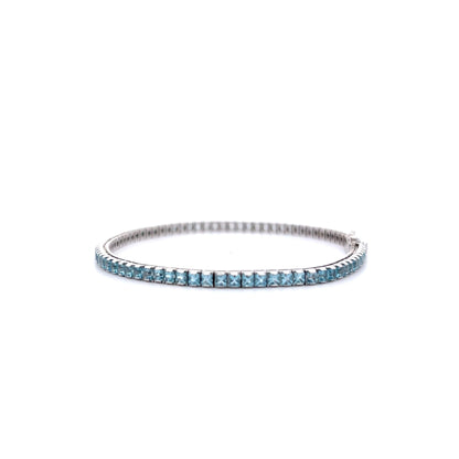 4.05 Princess Aquamarine Line Bracelet 14k White Gold
