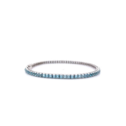 4.05 Princess Aquamarine Line Bracelet 14k White Gold