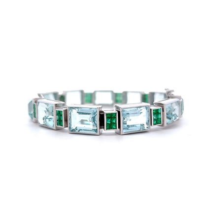 63.14 Aquamarine & Emerald Bracelet Platinum
